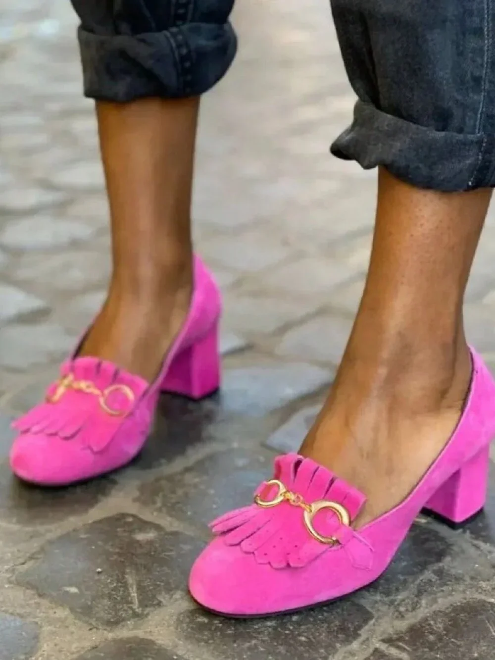 Hot Pink Basics Women's Round-Toe Slip-On Shoes